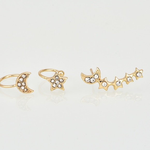 🔥 New 3 piece Diamonds star moon Earrings - Picture 5 of 8